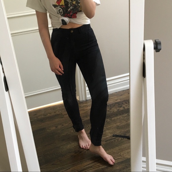 American Apparel Black High Waisted Denim Jeans - Picture 2 of 3